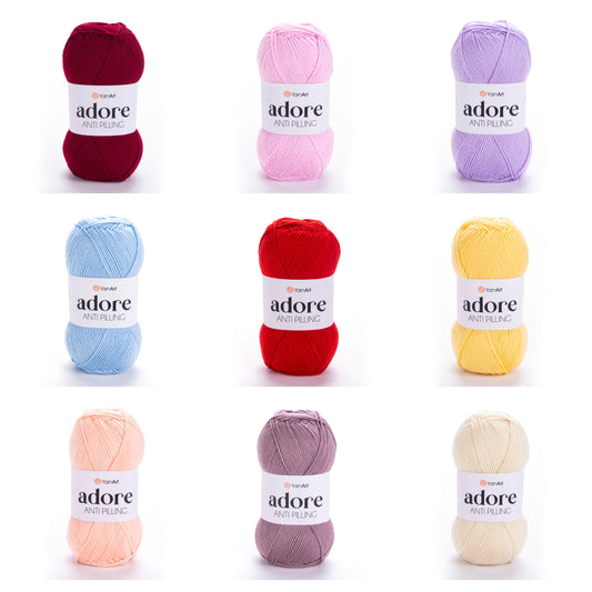 YarnArt Adore DK 5 x 100g - 280m - 100% Anti piling Acrylic Knitting Crochet Yarn