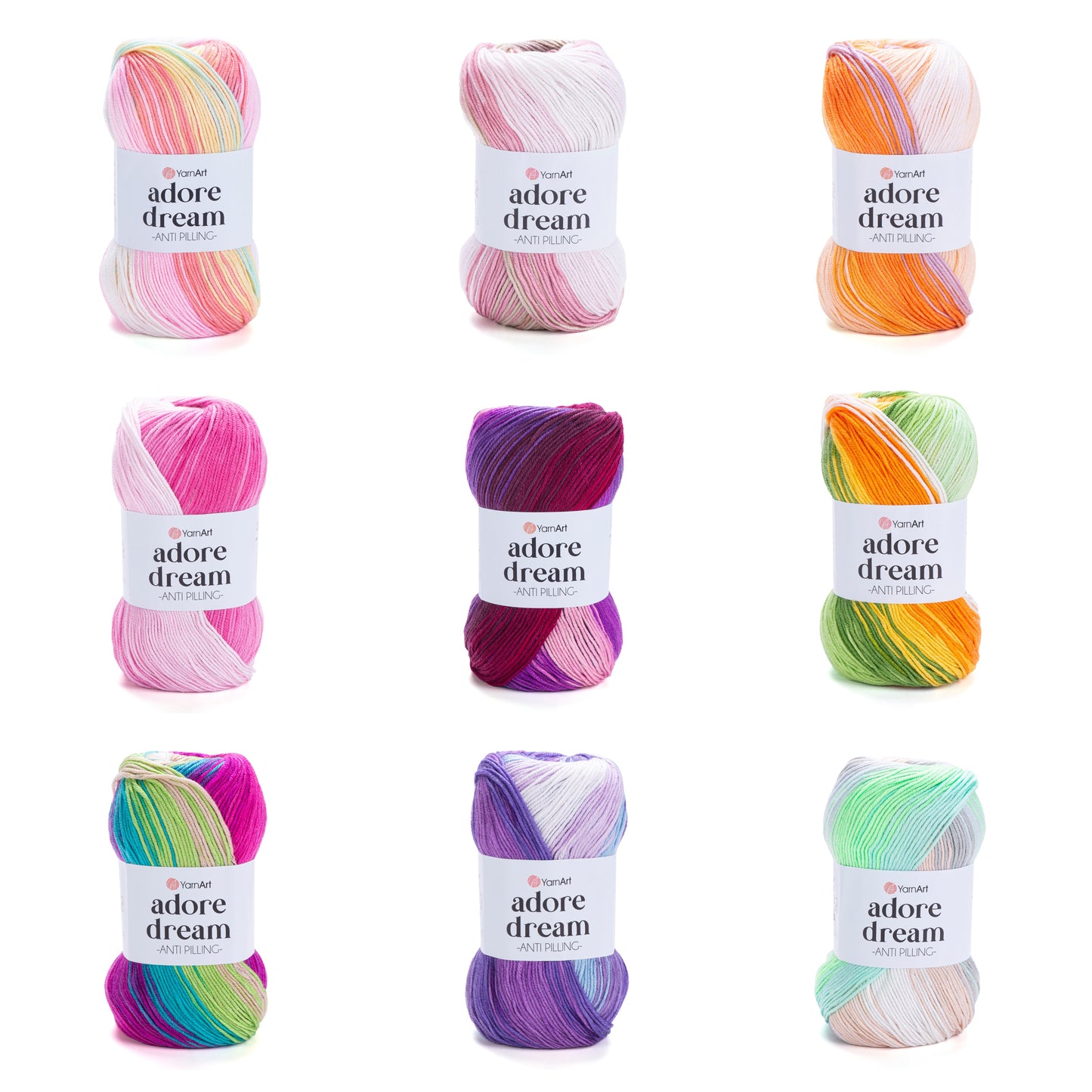 YarnArt Adore Dream DK 5 x 100g - 280m - 100% Anti Piling Acrylic Knitting Crochet Yarn