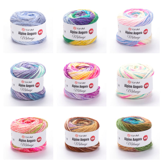 YarnArt Alpine Angora Melange 3 x 150g - 150m - 20% Wool - 80% Acrylic Chunky Knitting Crochet Yarn