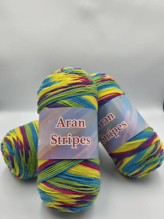 Knitco Aran Stripes 1 x 200g - 472m - 100% Acrylic Long Ball Knitting Crochet Yarn