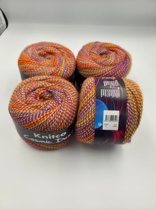 Knitco Cosmic Dust 4 x 100g - 100m - 10% Wool - 30% Acrylic - 25% Polyester - 35% Polyamide Knitting Crochet Yarn