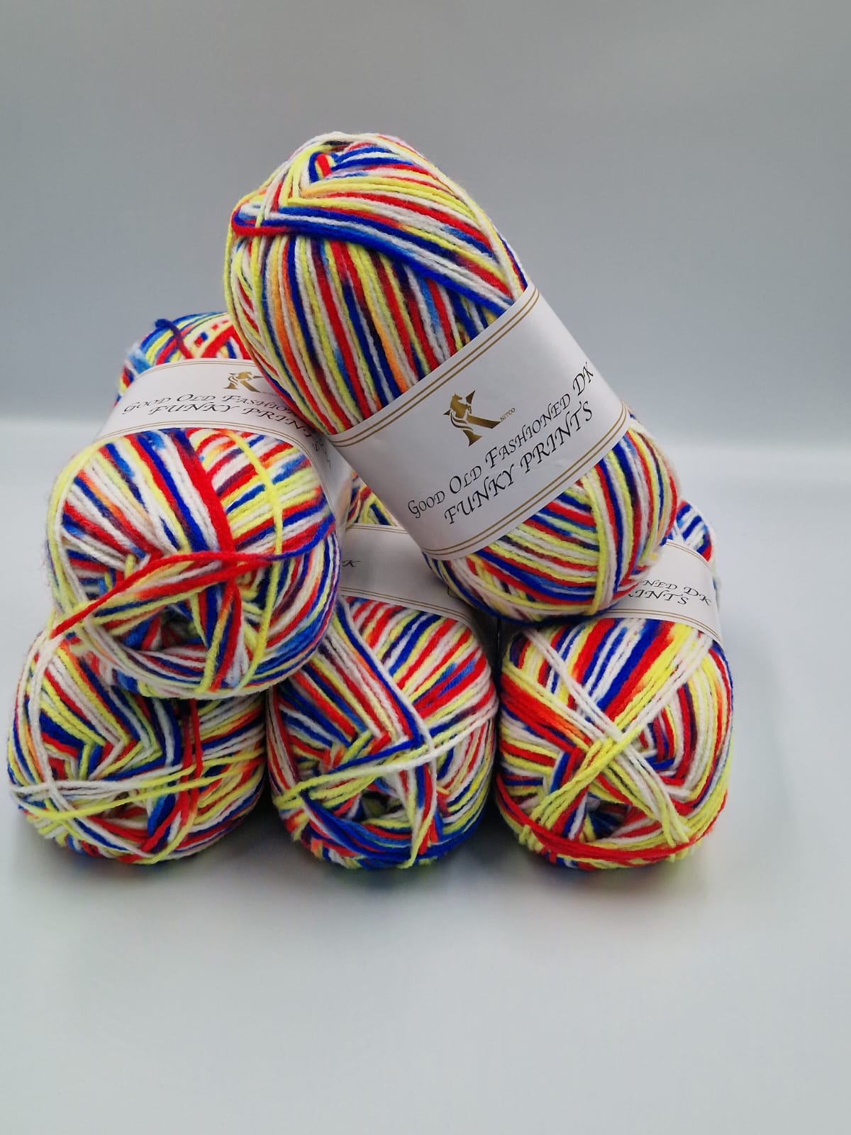 Knitco Good Old Fashioned Funky Prints DK 5 x 100g - 100% Acrylic Knitting Crochet Yarn