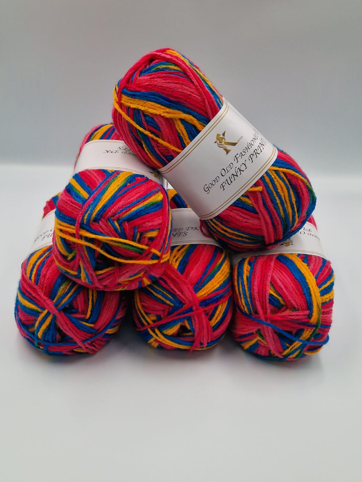 Knitco Good Old Fashioned Funky Prints DK 5 x 100g - 100% Acrylic Knitting Crochet Yarn