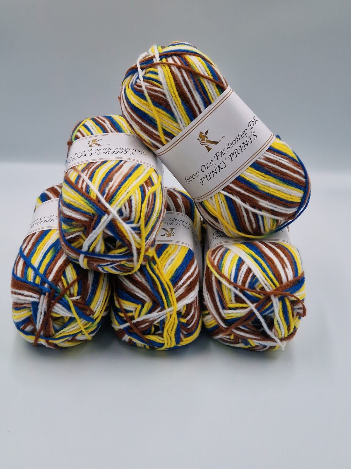 Knitco Good Old Fashioned Funky Prints DK 5 x 100g - 100% Acrylic Knitting Crochet Yarn