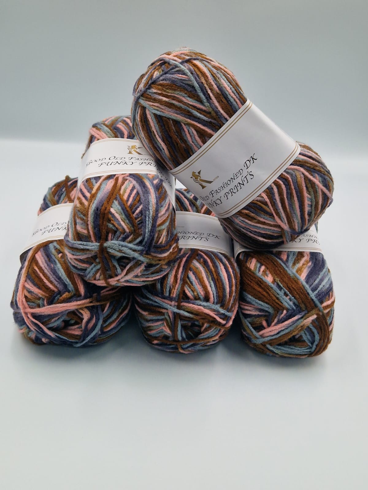 Knitco Good Old Fashioned Funky Prints DK 5 x 100g - 100% Acrylic Knitting Crochet Yarn