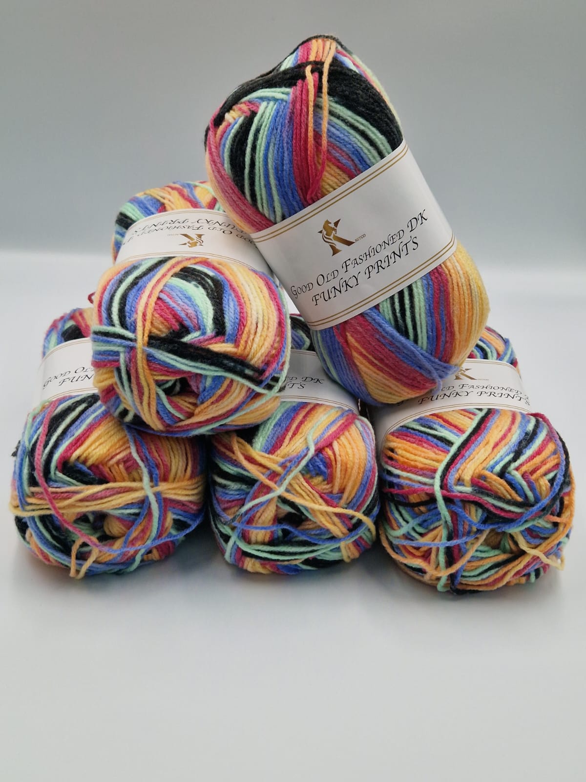 Knitco Good Old Fashioned Funky Prints DK 5 x 100g - 100% Acrylic Knitting Crochet Yarn