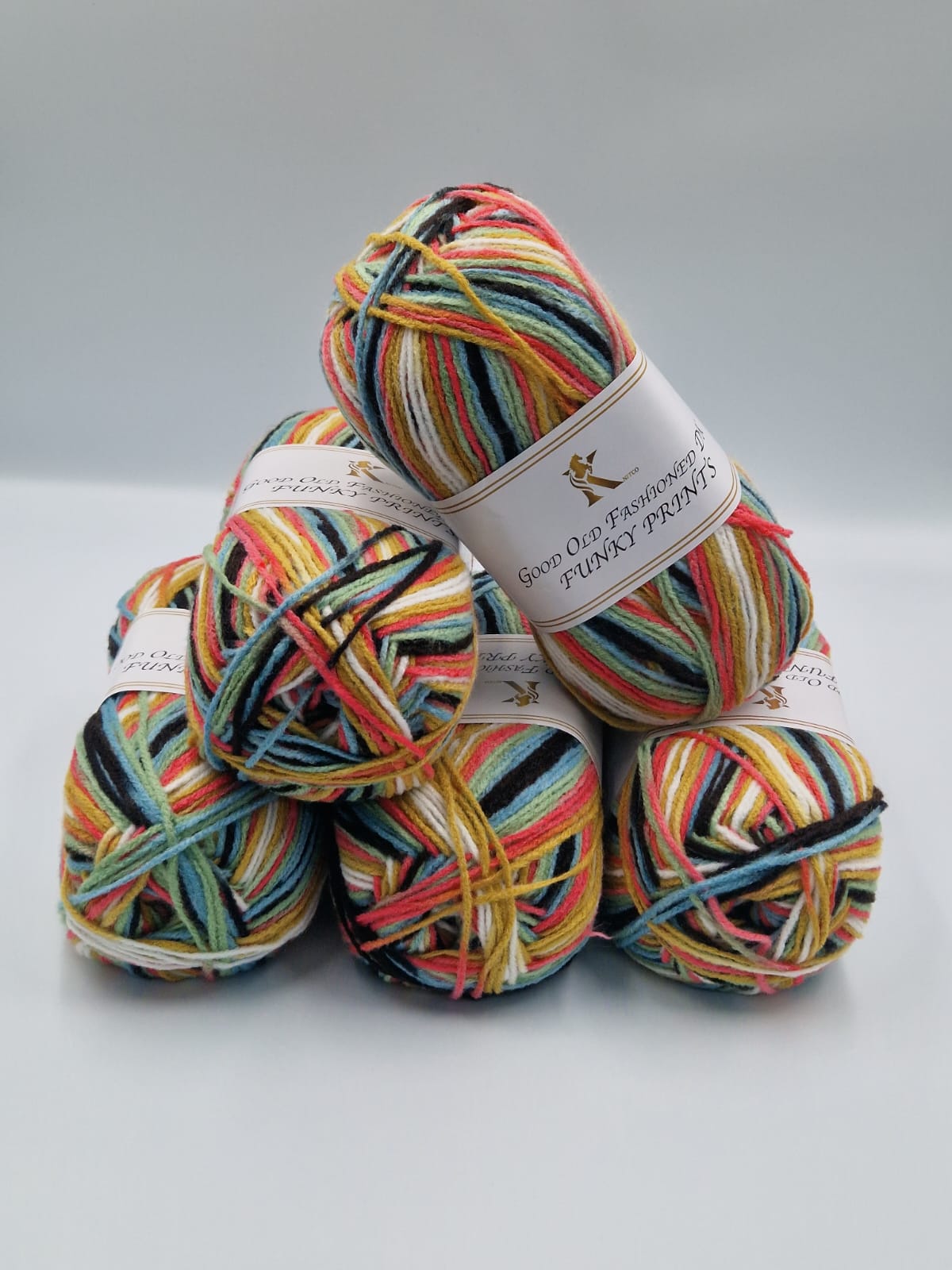 Knitco Good Old Fashioned Funky Prints DK 5 x 100g - 100% Acrylic Knitting Crochet Yarn