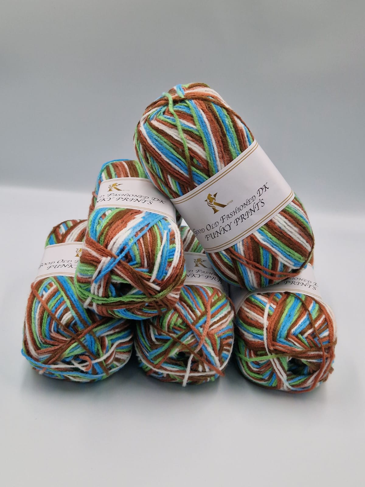 Knitco Good Old Fashioned Funky Prints DK 5 x 100g - 100% Acrylic Knitting Crochet Yarn