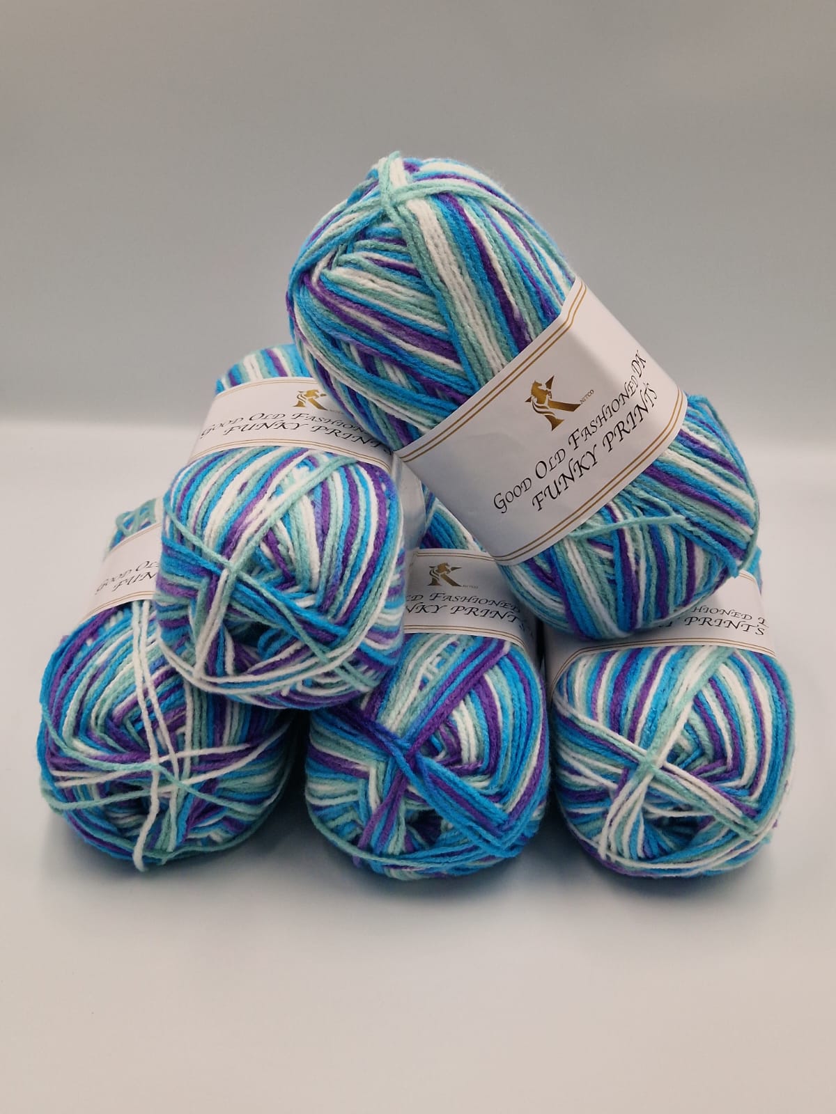 Knitco Good Old Fashioned Funky Prints DK 5 x 100g - 100% Acrylic Knitting Crochet Yarn