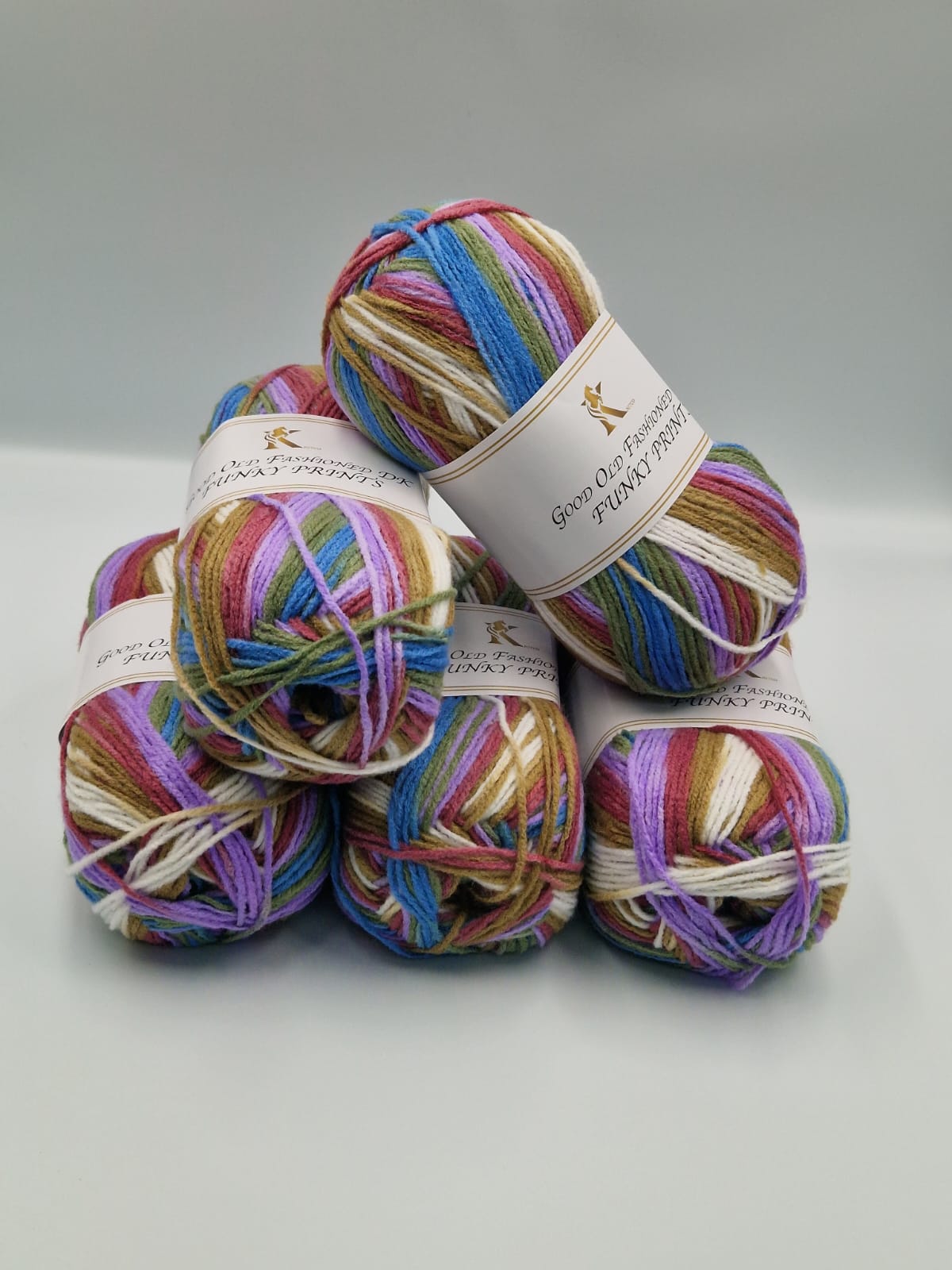 Knitco Good Old Fashioned Funky Prints DK 5 x 100g - 100% Acrylic Knitting Crochet Yarn