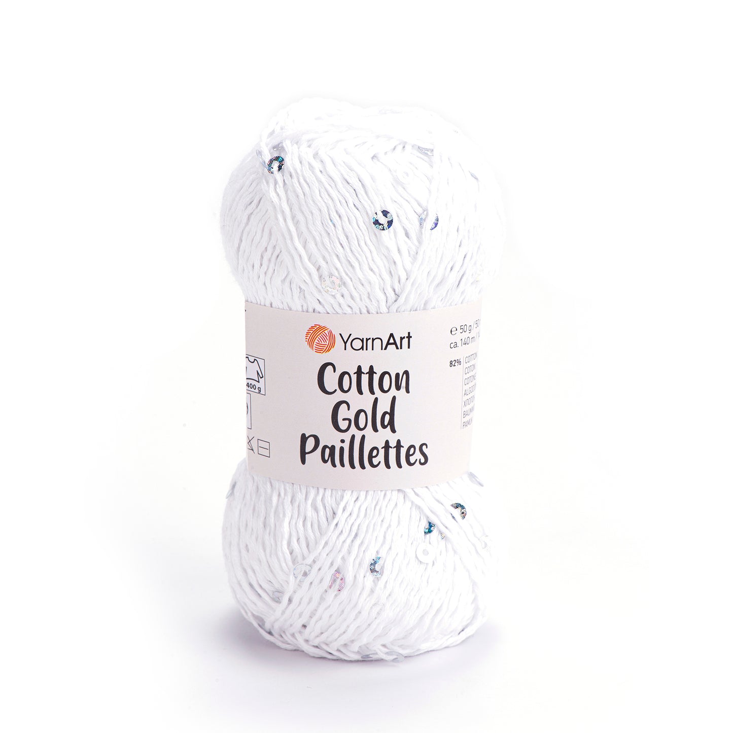 YarnArt Cotton Gold Paillettes 5 x 50g - 140m - 82% Cotton - 18% Polyester Knitting Crochet Yarn