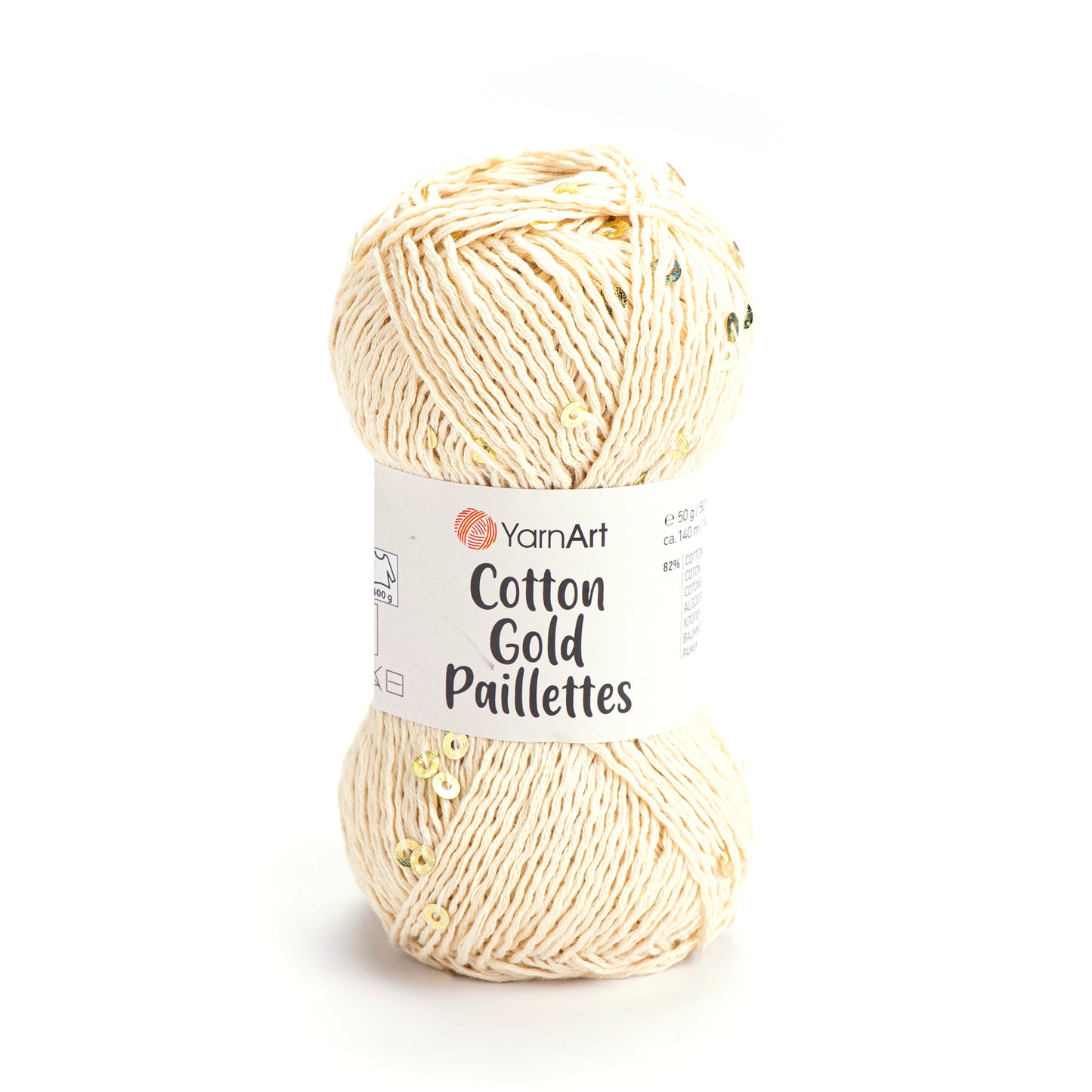 YarnArt Cotton Gold Paillettes 5 x 50g - 140m - 82% Cotton - 18% Polyester Knitting Crochet Yarn