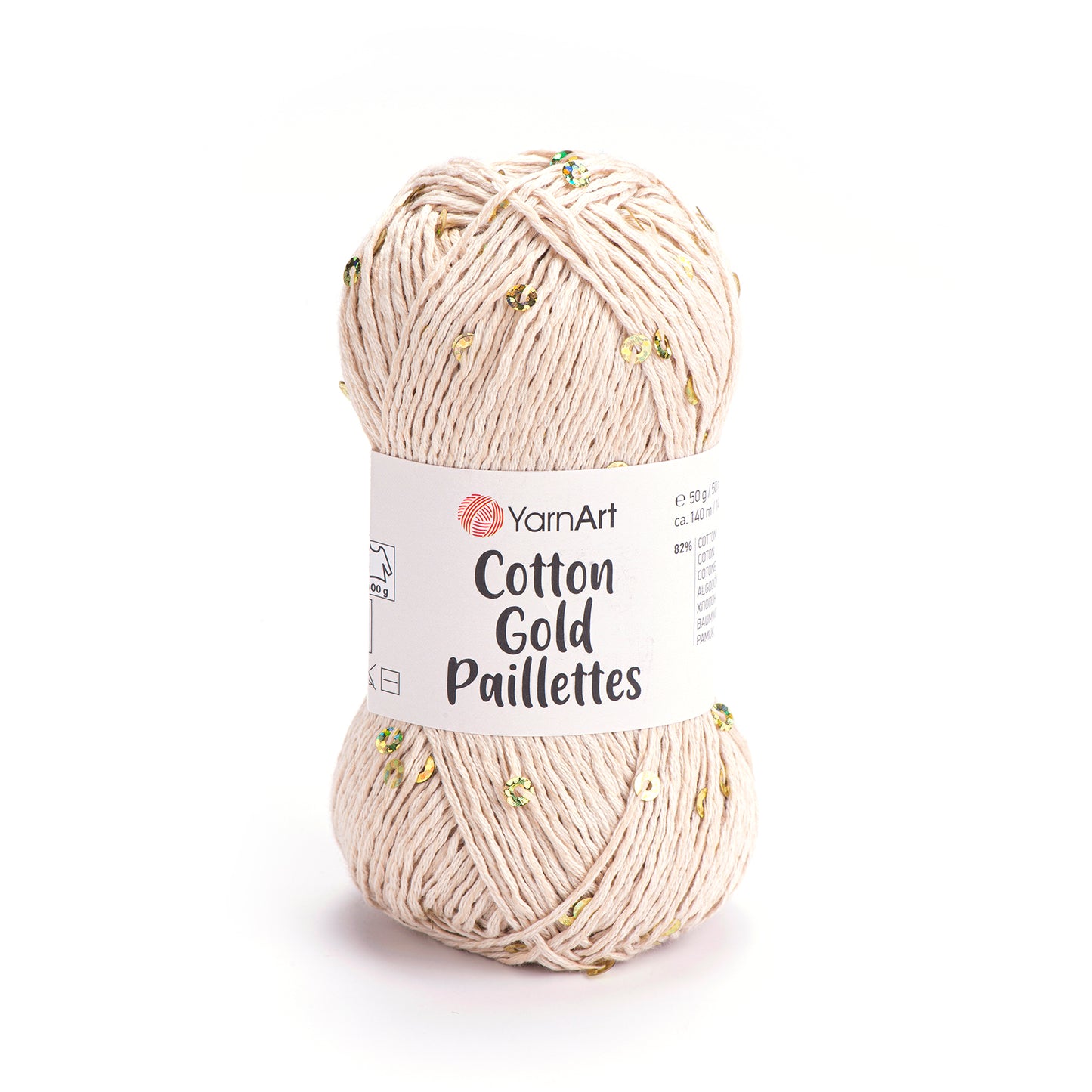 YarnArt Cotton Gold Paillettes 5 x 50g - 140m - 82% Cotton - 18% Polyester Knitting Crochet Yarn