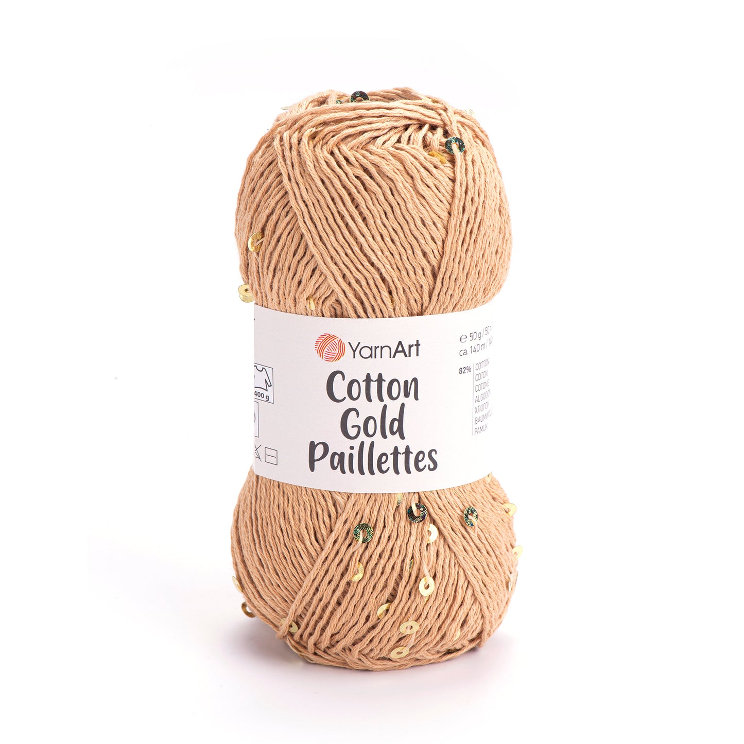 YarnArt Cotton Gold Paillettes 5 x 50g - 140m - 82% Cotton - 18% Polyester Knitting Crochet Yarn