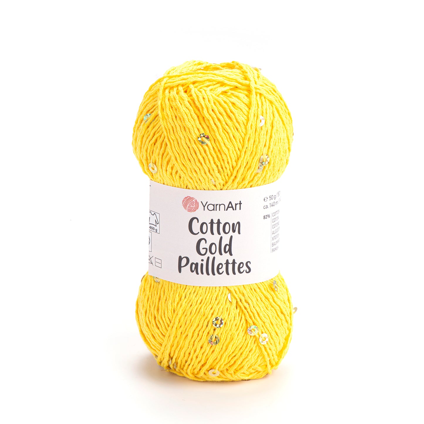 YarnArt Cotton Gold Paillettes 5 x 50g - 140m - 82% Cotton - 18% Polyester Knitting Crochet Yarn