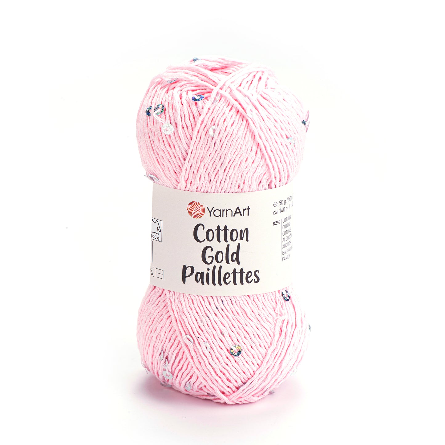 YarnArt Cotton Gold Paillettes 5 x 50g - 140m - 82% Cotton - 18% Polyester Knitting Crochet Yarn