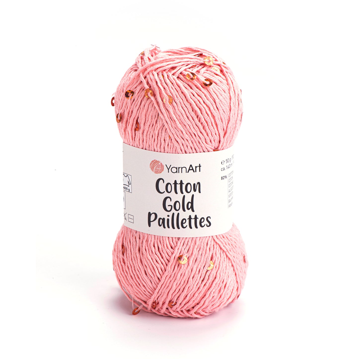 YarnArt Cotton Gold Paillettes 5 x 50g - 140m - 82% Cotton - 18% Polyester Knitting Crochet Yarn