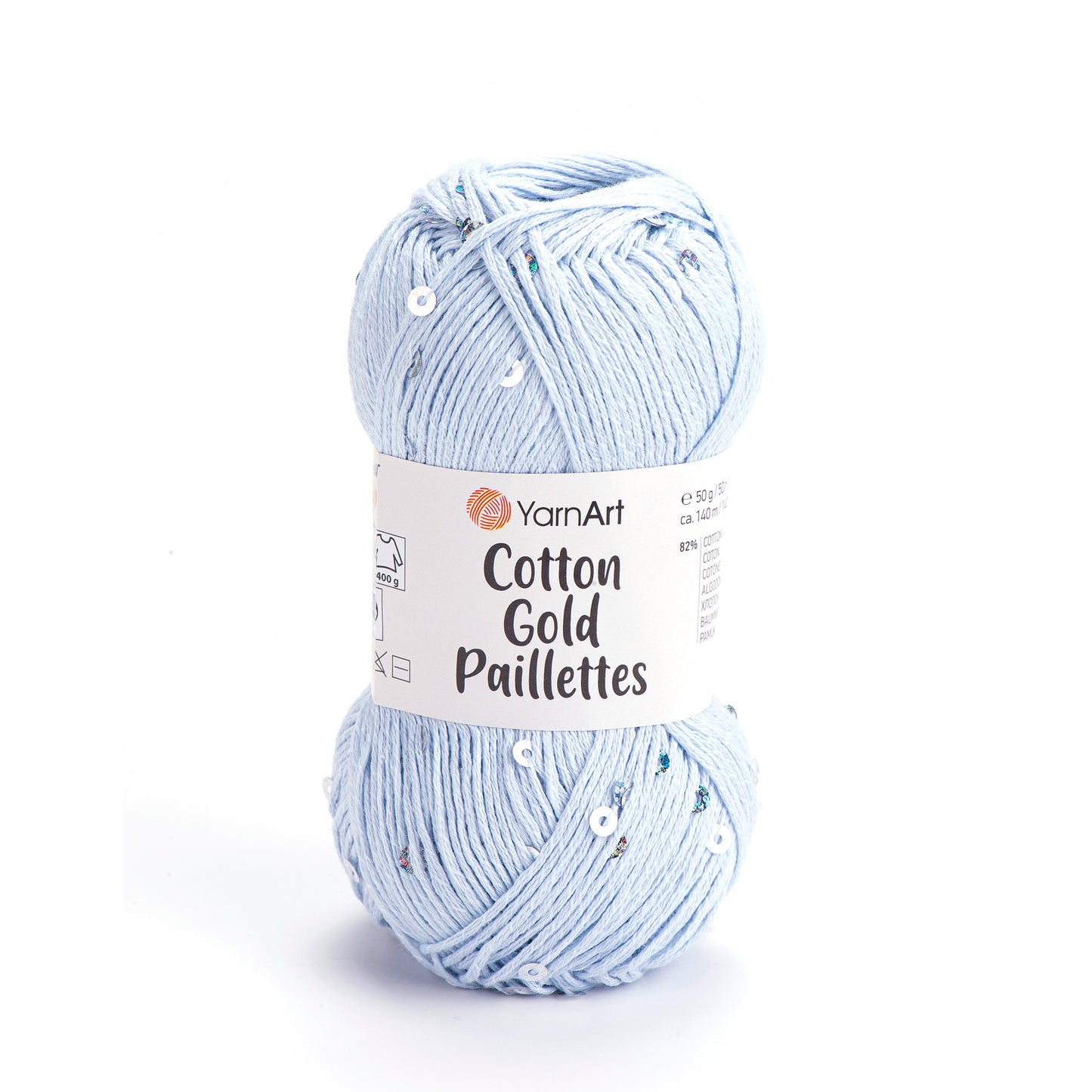 YarnArt Cotton Gold Paillettes 5 x 50g - 140m - 82% Cotton - 18% Polyester Knitting Crochet Yarn