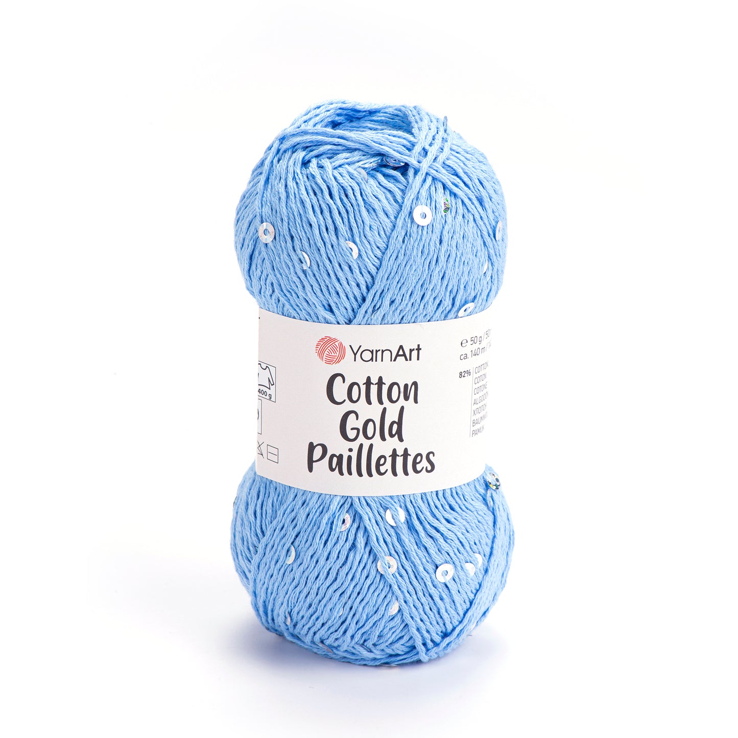 YarnArt Cotton Gold Paillettes 5 x 50g - 140m - 82% Cotton - 18% Polyester Knitting Crochet Yarn