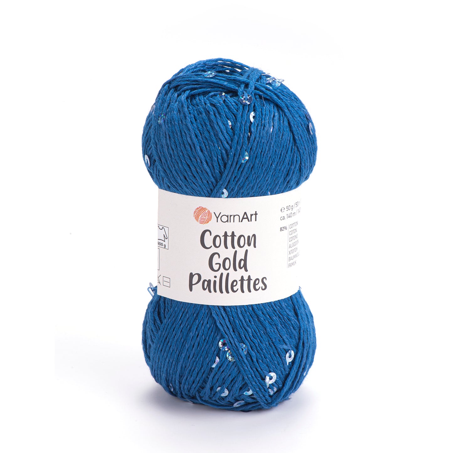 YarnArt Cotton Gold Paillettes 5 x 50g - 140m - 82% Cotton - 18% Polyester Knitting Crochet Yarn