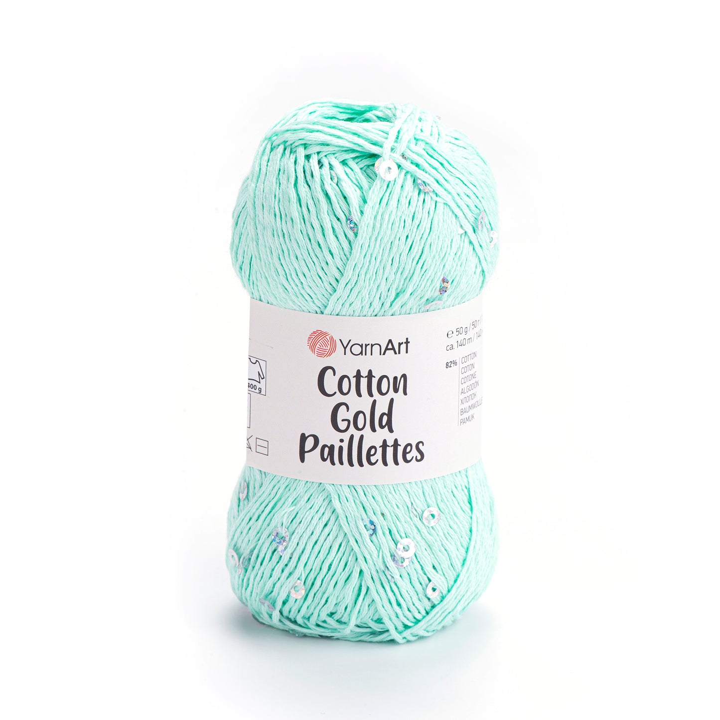 YarnArt Cotton Gold Paillettes 5 x 50g - 140m - 82% Cotton - 18% Polyester Knitting Crochet Yarn
