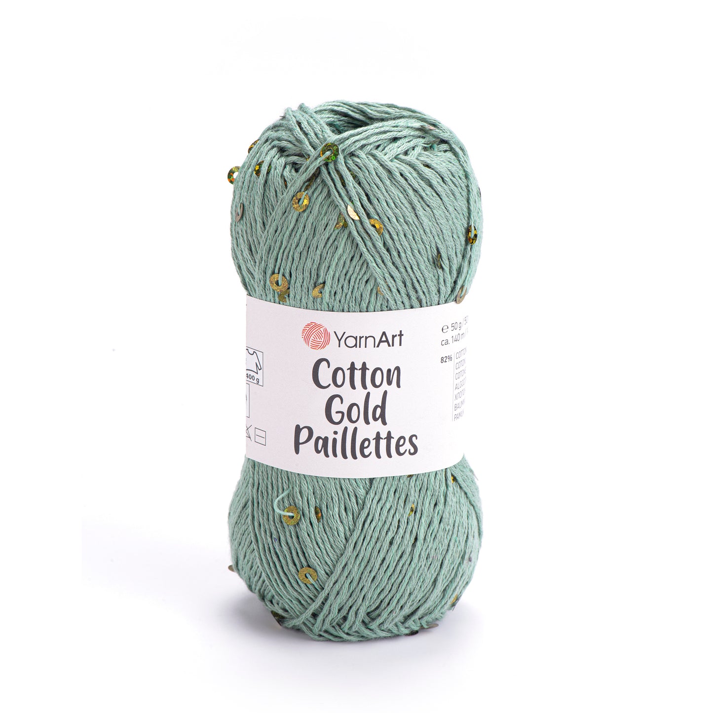 YarnArt Cotton Gold Paillettes 5 x 50g - 140m - 82% Cotton - 18% Polyester Knitting Crochet Yarn