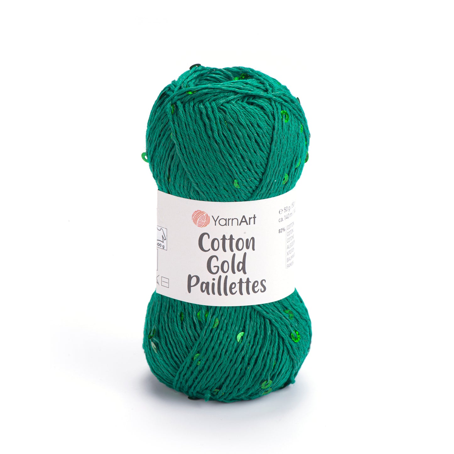 YarnArt Cotton Gold Paillettes 5 x 50g - 140m - 82% Cotton - 18% Polyester Knitting Crochet Yarn