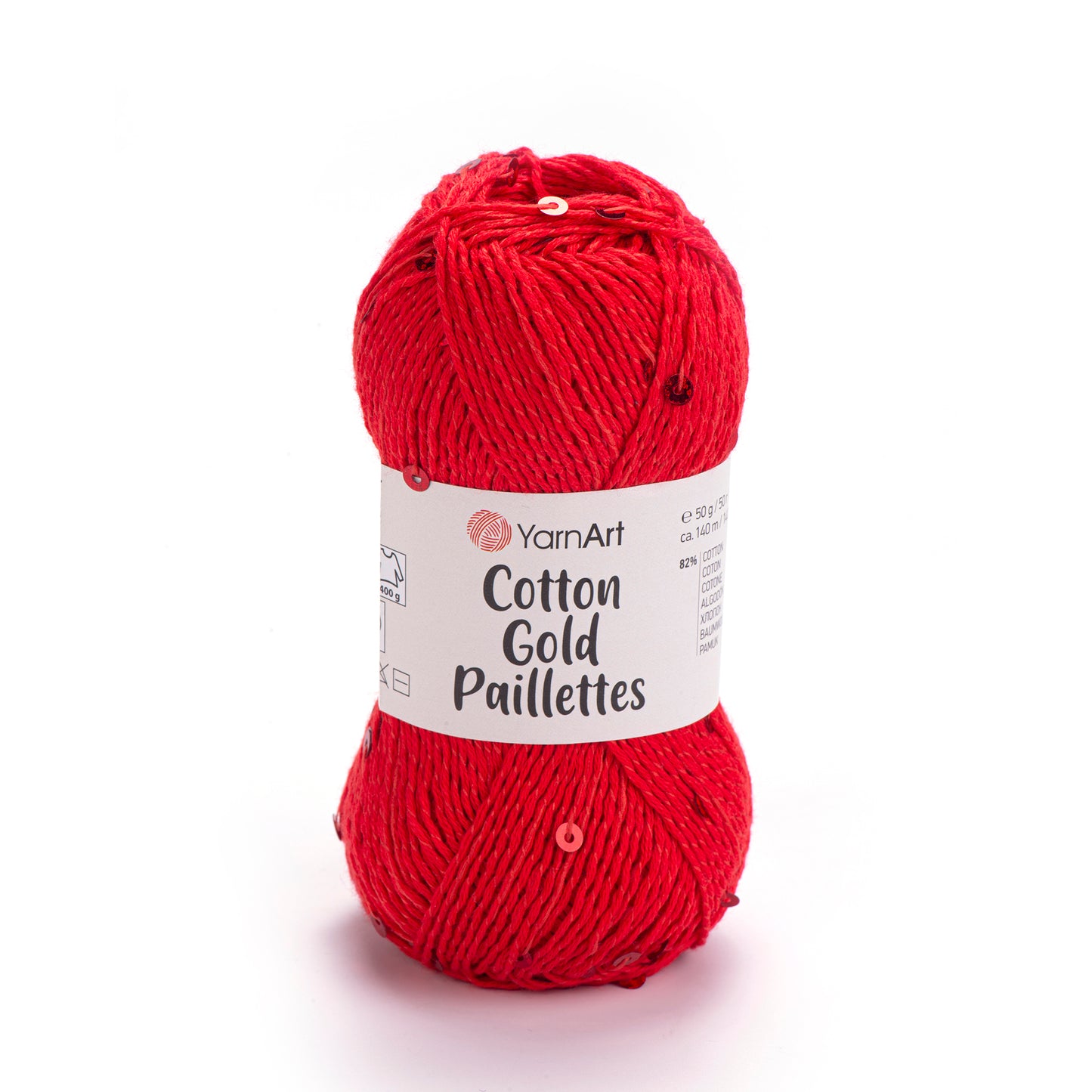 YarnArt Cotton Gold Paillettes 5 x 50g - 140m - 82% Cotton - 18% Polyester Knitting Crochet Yarn