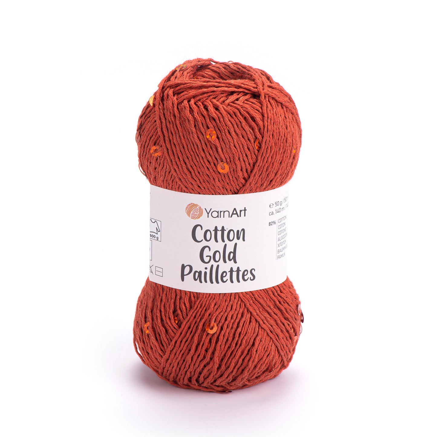 YarnArt Cotton Gold Paillettes 5 x 50g - 140m - 82% Cotton - 18% Polyester Knitting Crochet Yarn