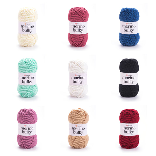 YarnArt Merino Bulky 5 x 100g - 100m - 25% Wool - 75% Acrylic Knitting Crochet Yarn