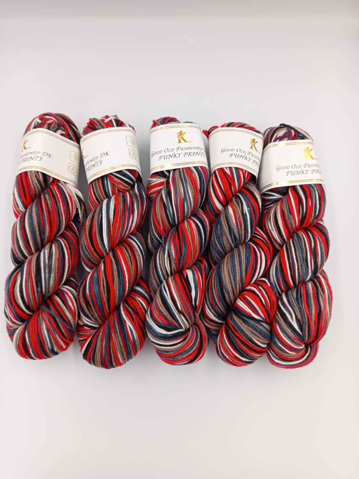 Knitco Funky Prints Hanks 5 x 100g - 280m - 100% Acrylic Knitting Crochet Yarn