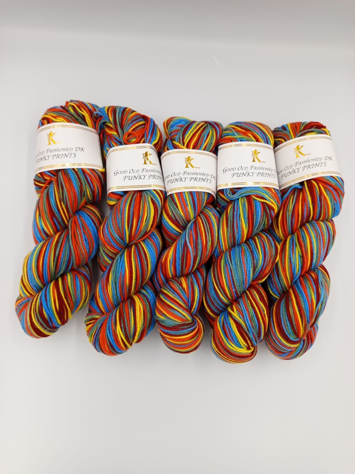 Knitco Funky Prints Hanks 5 x 100g - 280m - 100% Acrylic Knitting Crochet Yarn