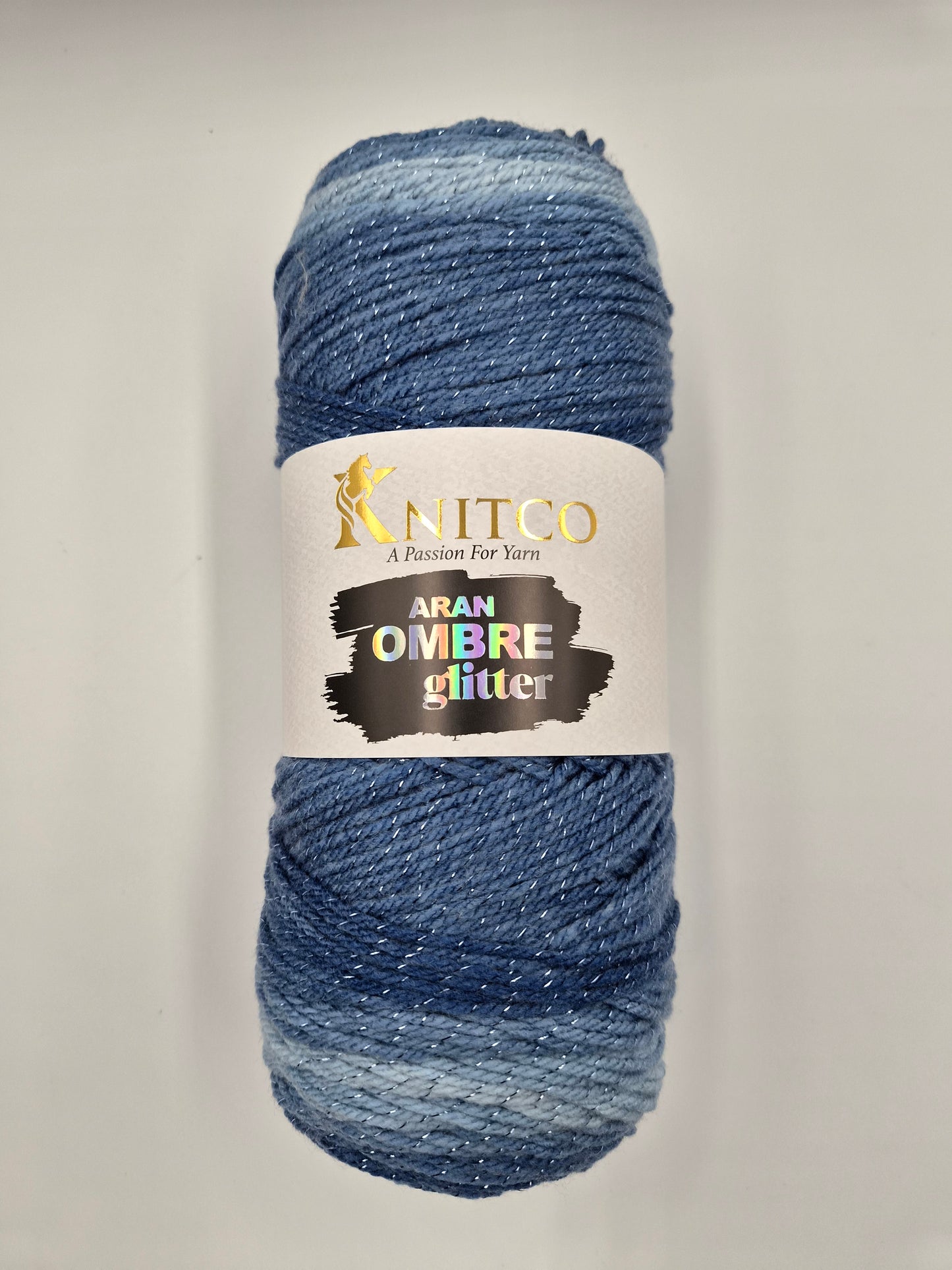 Knitco Aran Ombre Glitter 1 x 200g - 420m 95% Acrylic 5% Metallic Knitting Crochet Yarn