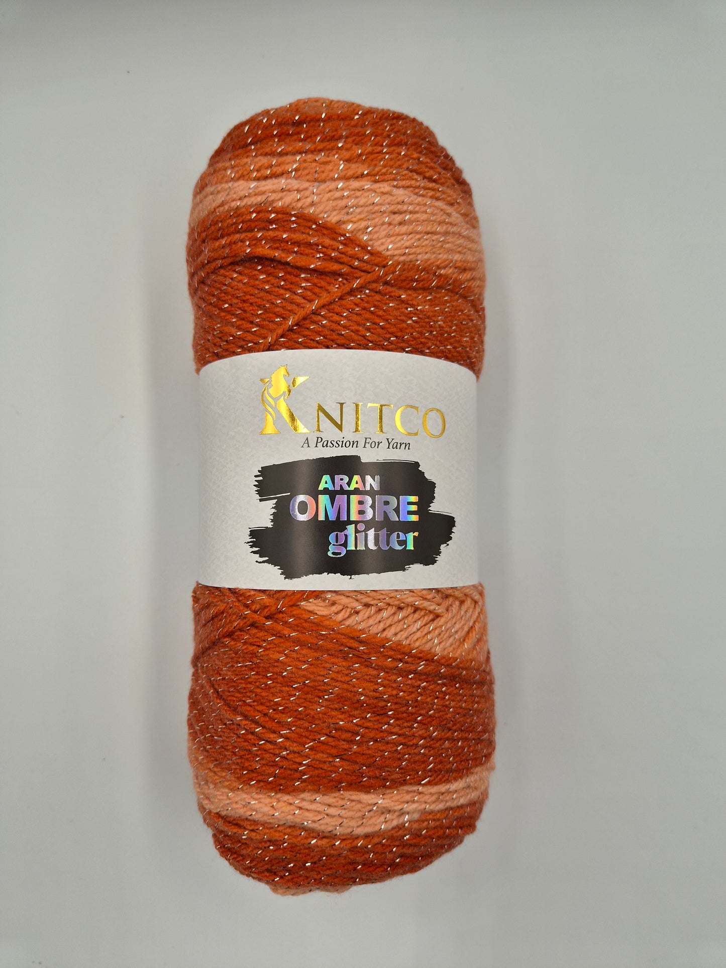 Knitco Aran Ombre Glitter 1 x 200g - 420m 95% Acrylic 5% Metallic Knitting Crochet Yarn