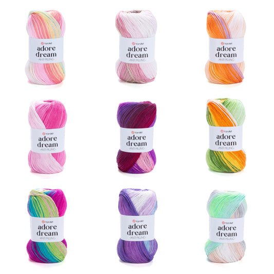 YarnArt Adore Dream DK 5 x 100g - 280m - 100% Anti Piling Acrylic Knitting Crochet Yarn