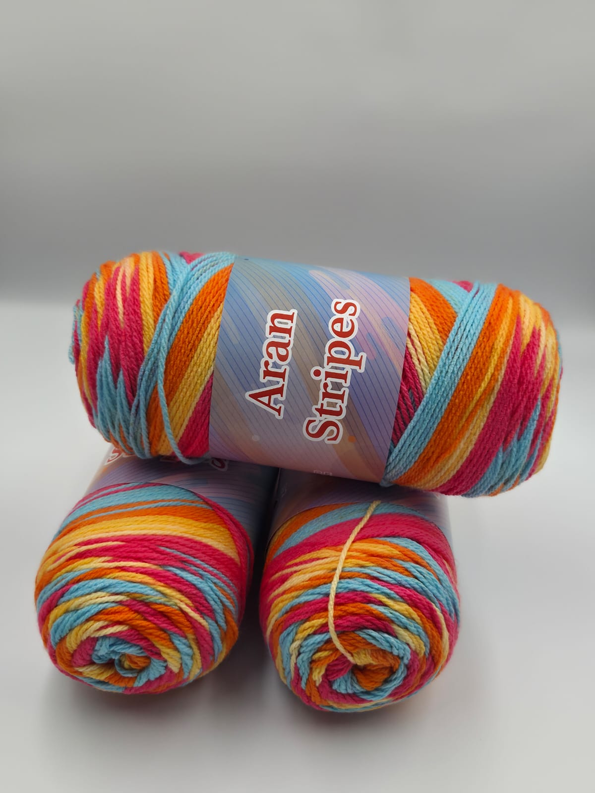 Knitco Aran Stripes 1 x 200g - 472m - 100% Acrylic Long Ball Knitting Crochet Yarn