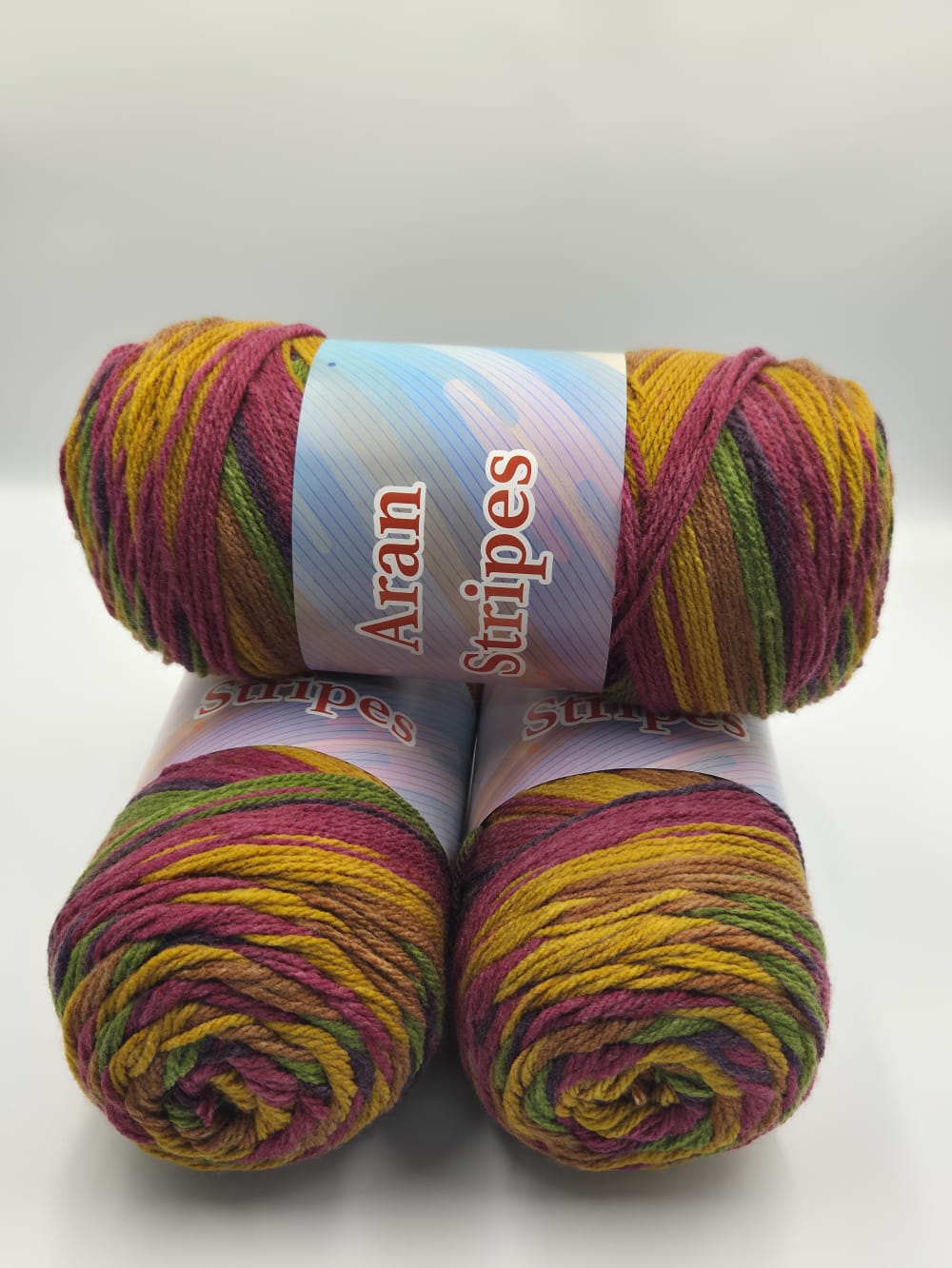Knitco Aran Stripes 1 x 200g - 472m - 100% Acrylic Long Ball Knitting Crochet Yarn