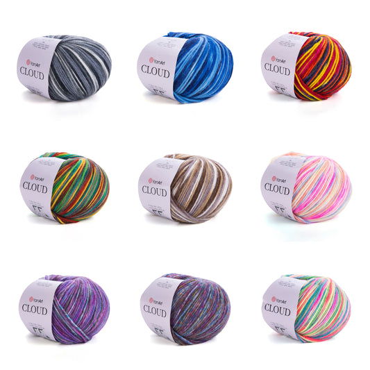 YarnArt Cloud 5 x 100g - 230m - 25% Wool - 75% Acrylic Aran Knitting Crochet Yarn