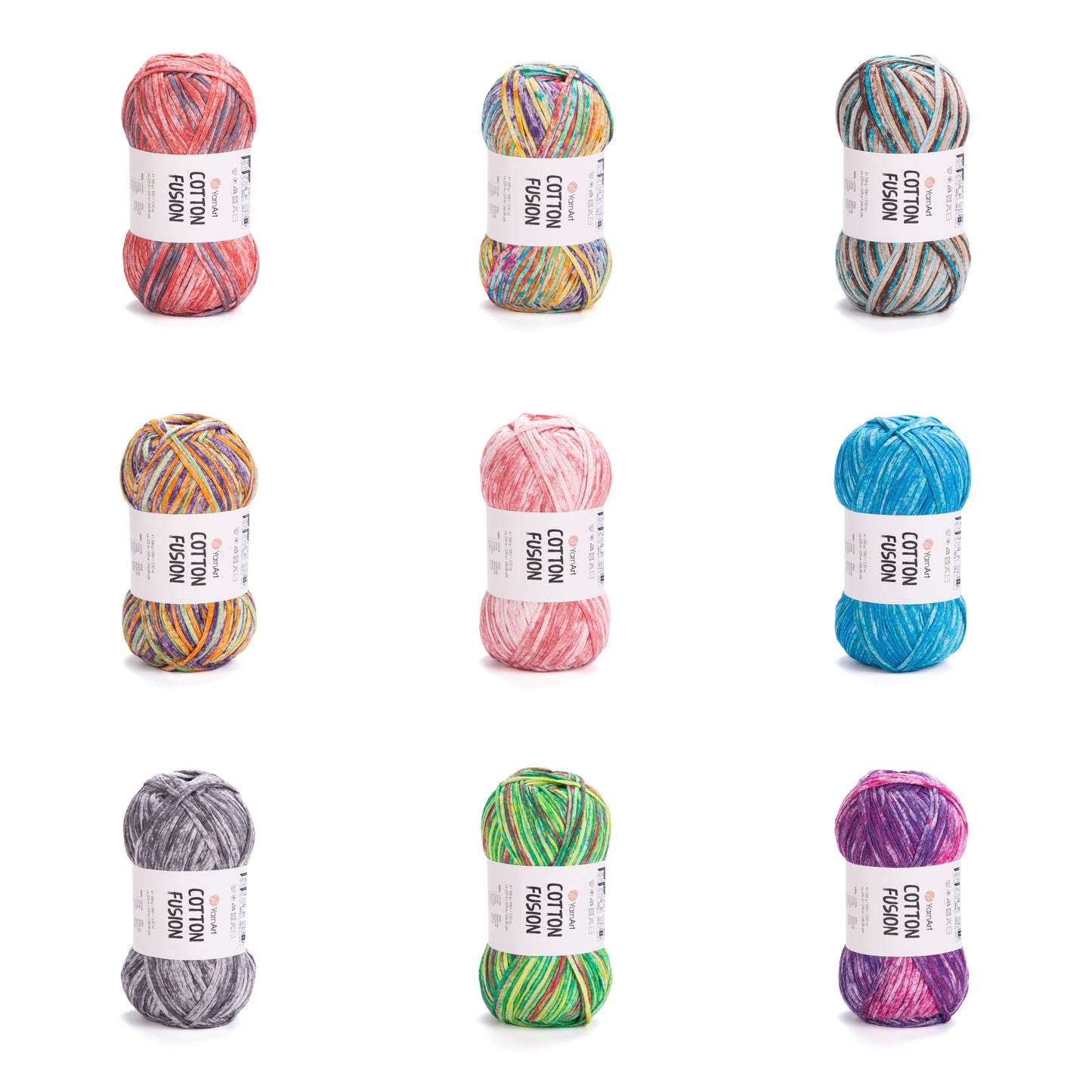 YarnArt Cotton Fusion 5 x 100g - 225m - 100% Cotton Knitting Crochet Yarn