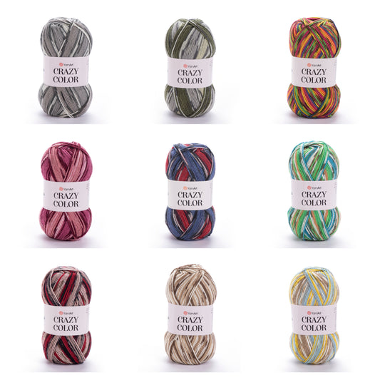 YarnArt Crazy Color DK 1 x 100g - 260m - 25% Wool - 75% Acrylic Knitting Crochet Yarn