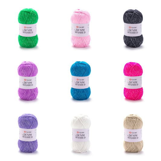 YarnArt Denim Washed DK 1 x 50g - 130m - 70% Cotton 30% Acrylic Knitting Crochet Yarn