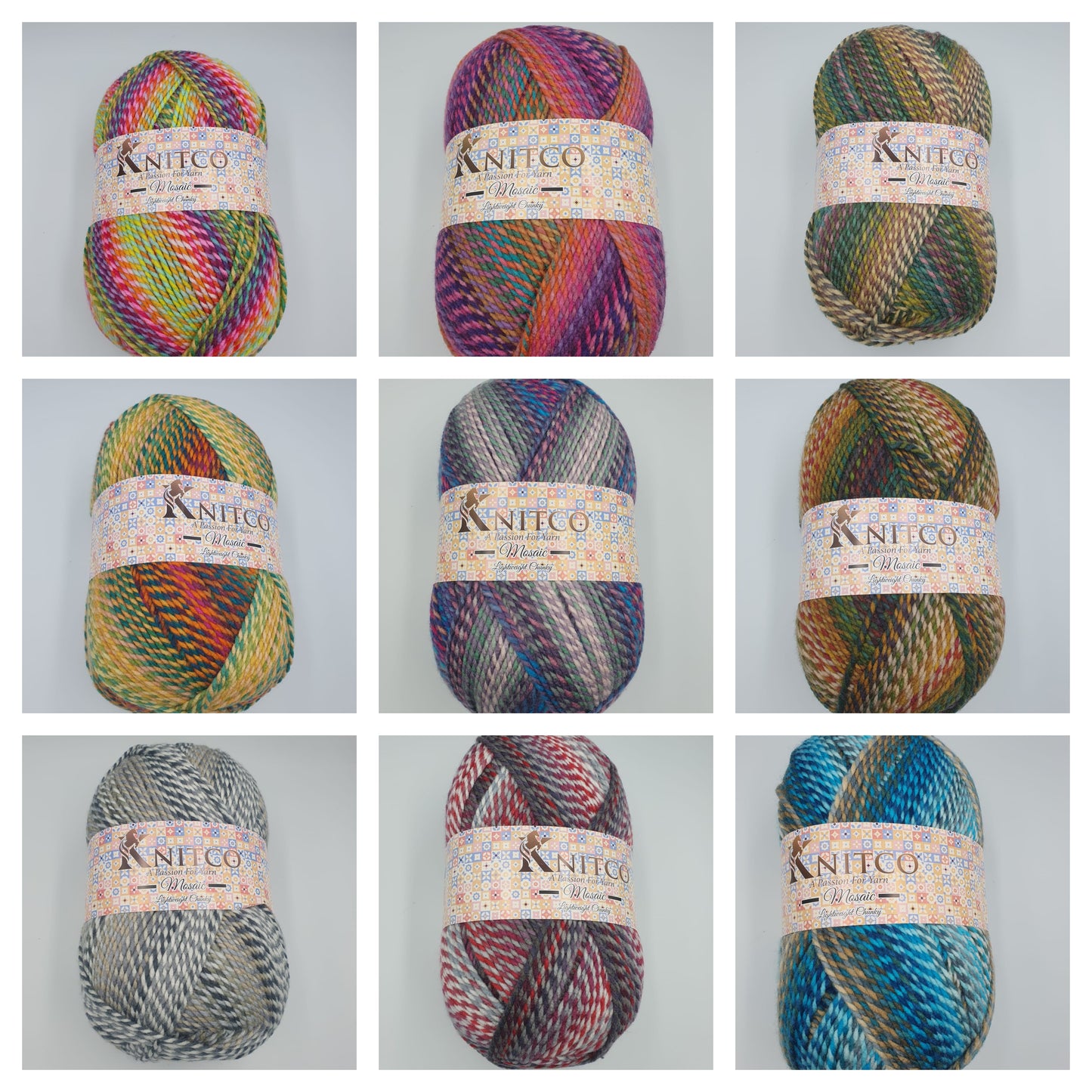 Knitco Mosaic Lightweight Chunky Aran 1 x 300g - 555m - 100% Acrylic Knitting Crochet Yarn