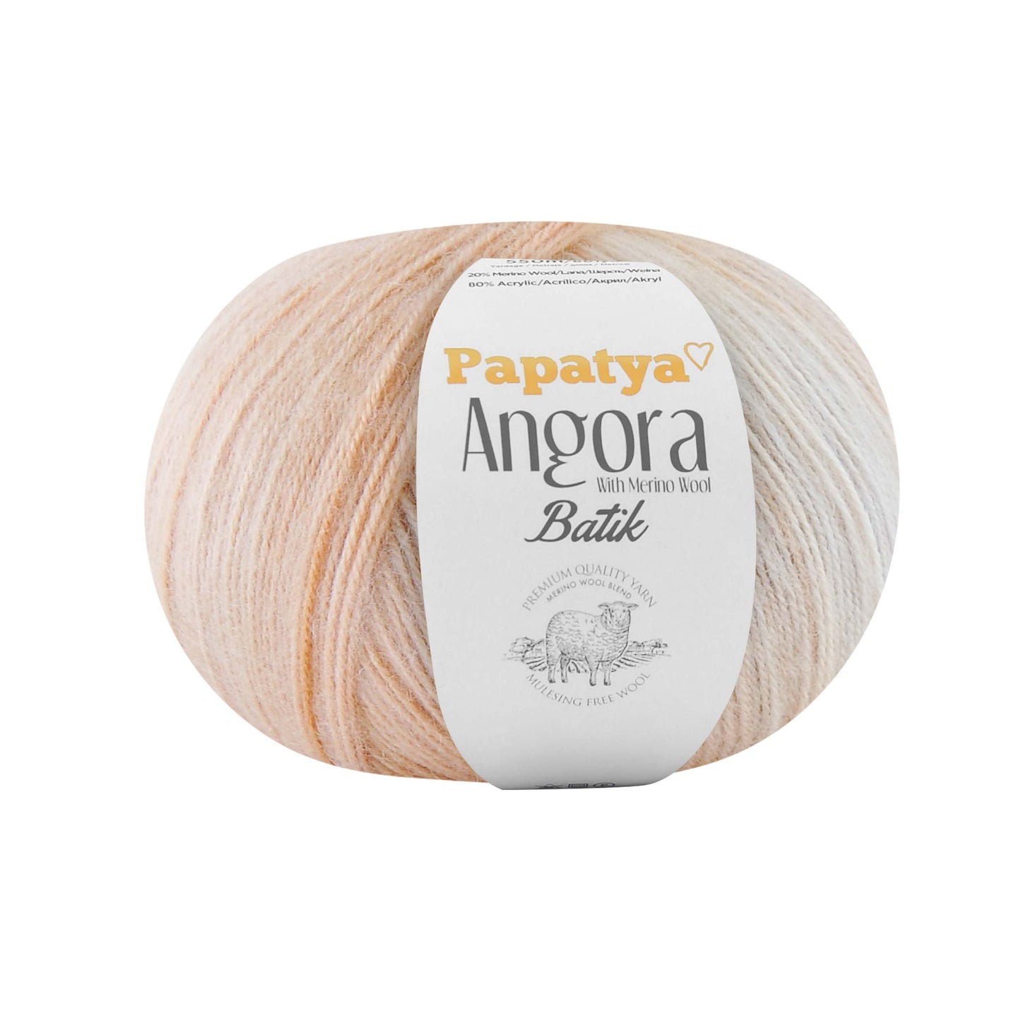 Papatya Angora Batik 6 x 100g - 550m - 80% Acrylic 20% Merino Wool Knittin Crochet Yarn