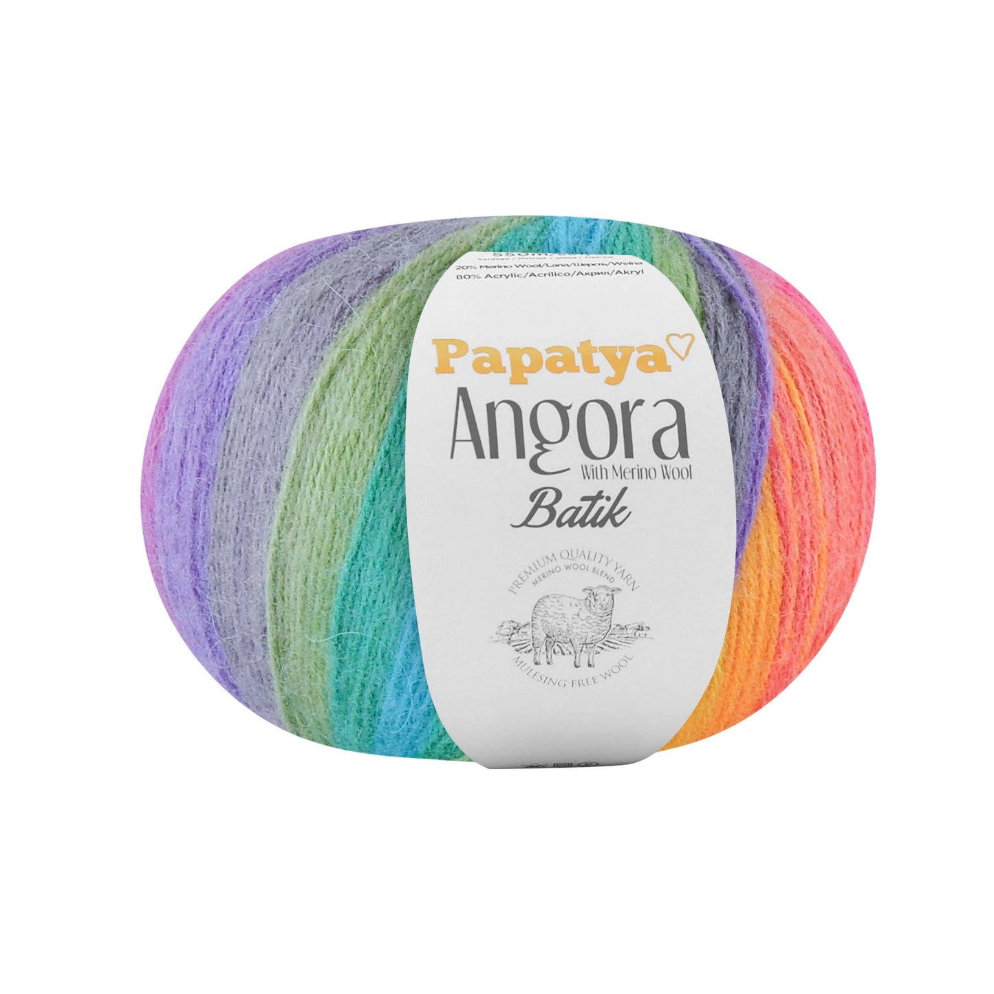 Papatya Angora Batik 6 x 100g - 550m - 80% Acrylic 20% Merino Wool Knittin Crochet Yarn