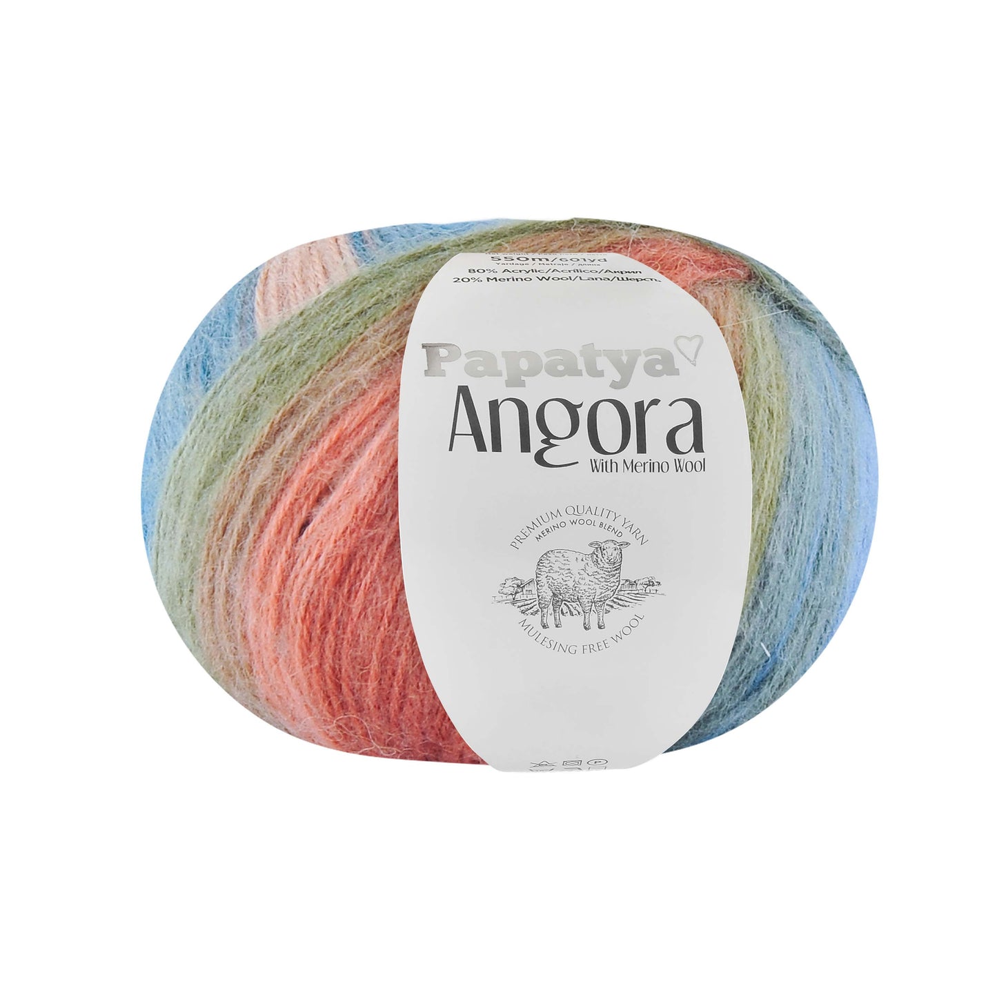 Papatya Angora Batik 6 x 100g - 550m - 80% Acrylic 20% Merino Wool Knittin Crochet Yarn