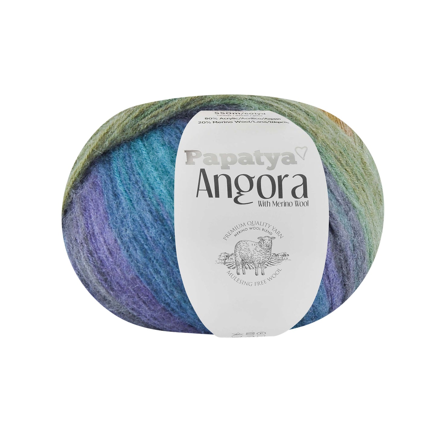 Papatya Angora Batik 6 x 100g - 550m - 80% Acrylic 20% Merino Wool Knittin Crochet Yarn