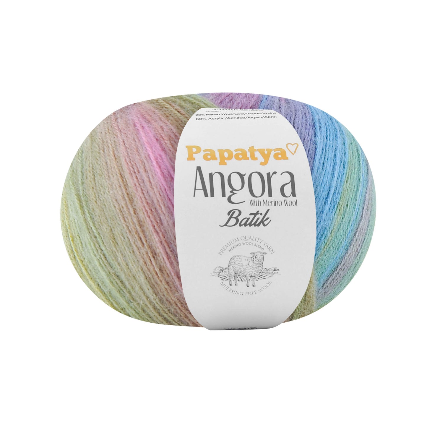 Papatya Angora Batik 6 x 100g - 550m - 80% Acrylic 20% Merino Wool Knittin Crochet Yarn