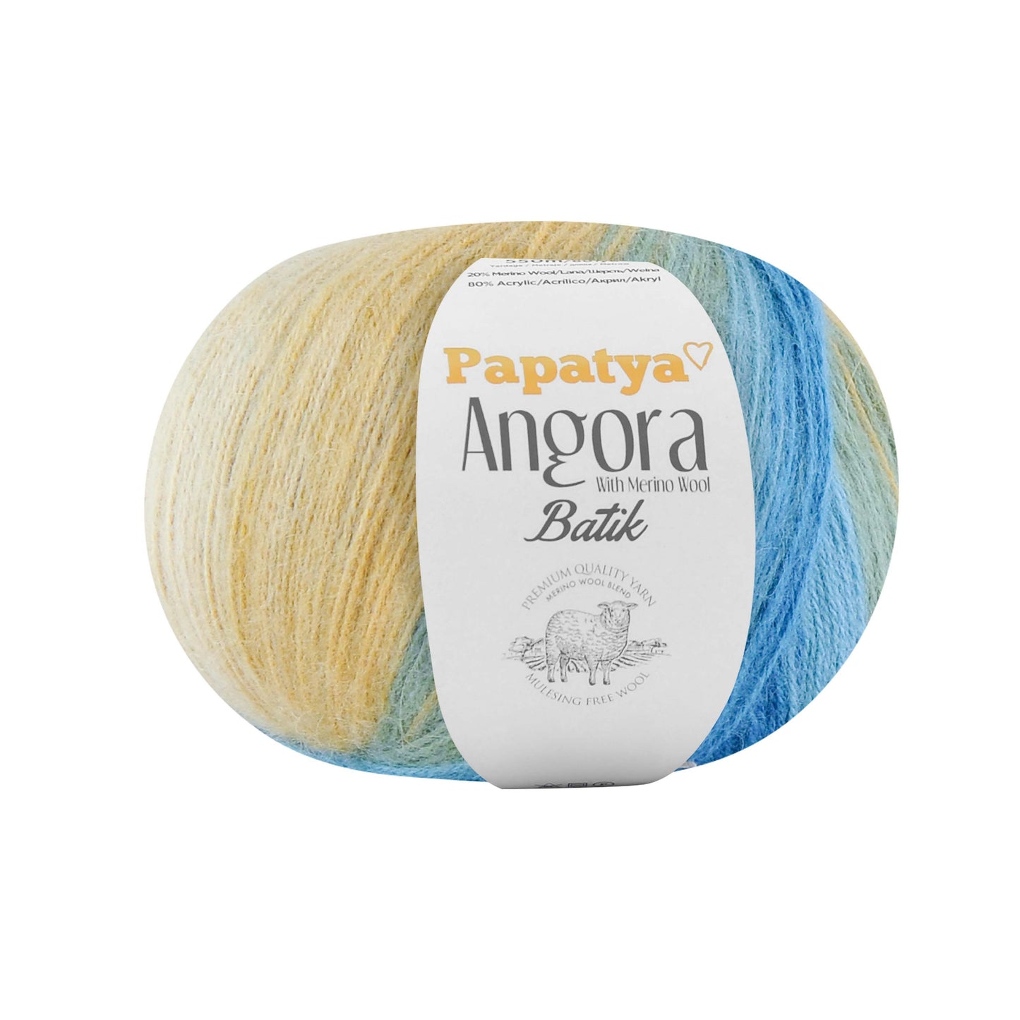 Papatya Angora Batik 6 x 100g - 550m - 80% Acrylic 20% Merino Wool Knittin Crochet Yarn