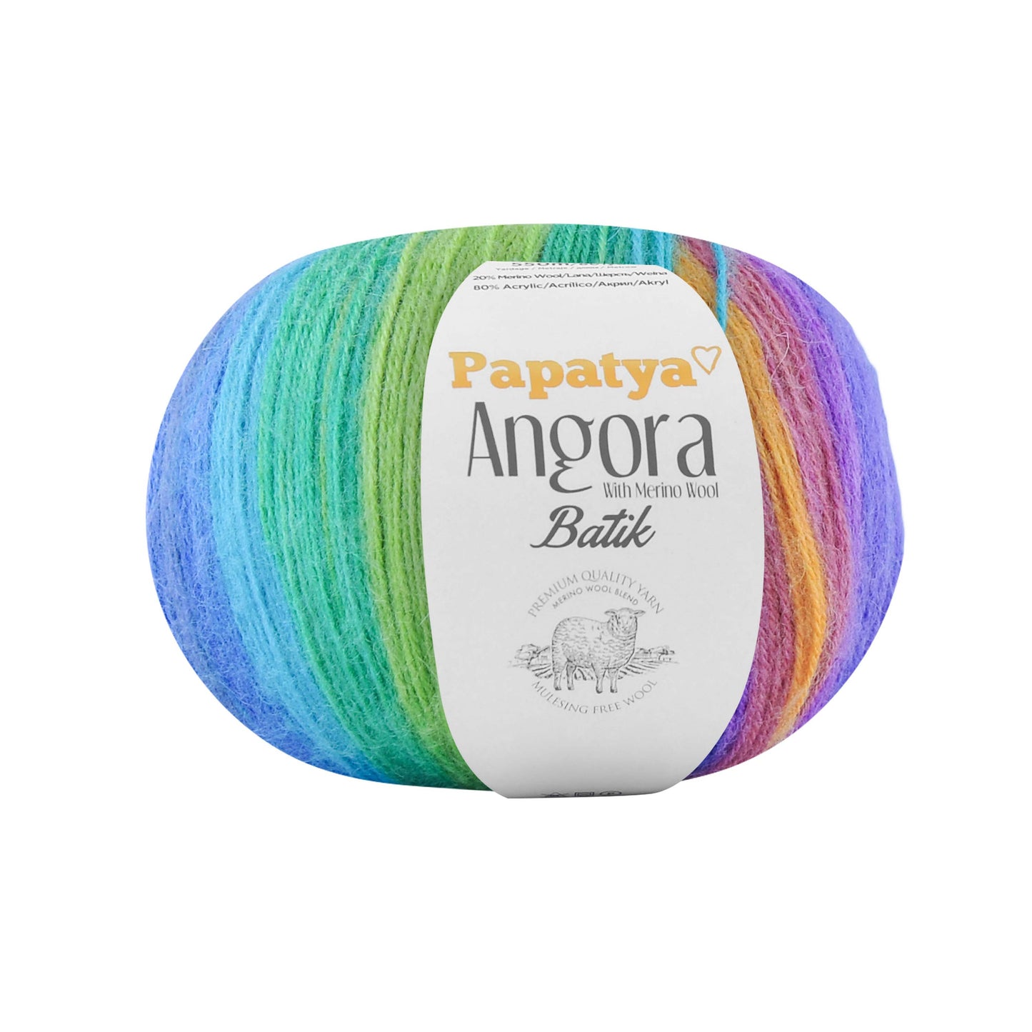 Papatya Angora Batik 6 x 100g - 550m - 80% Acrylic 20% Merino Wool Knittin Crochet Yarn