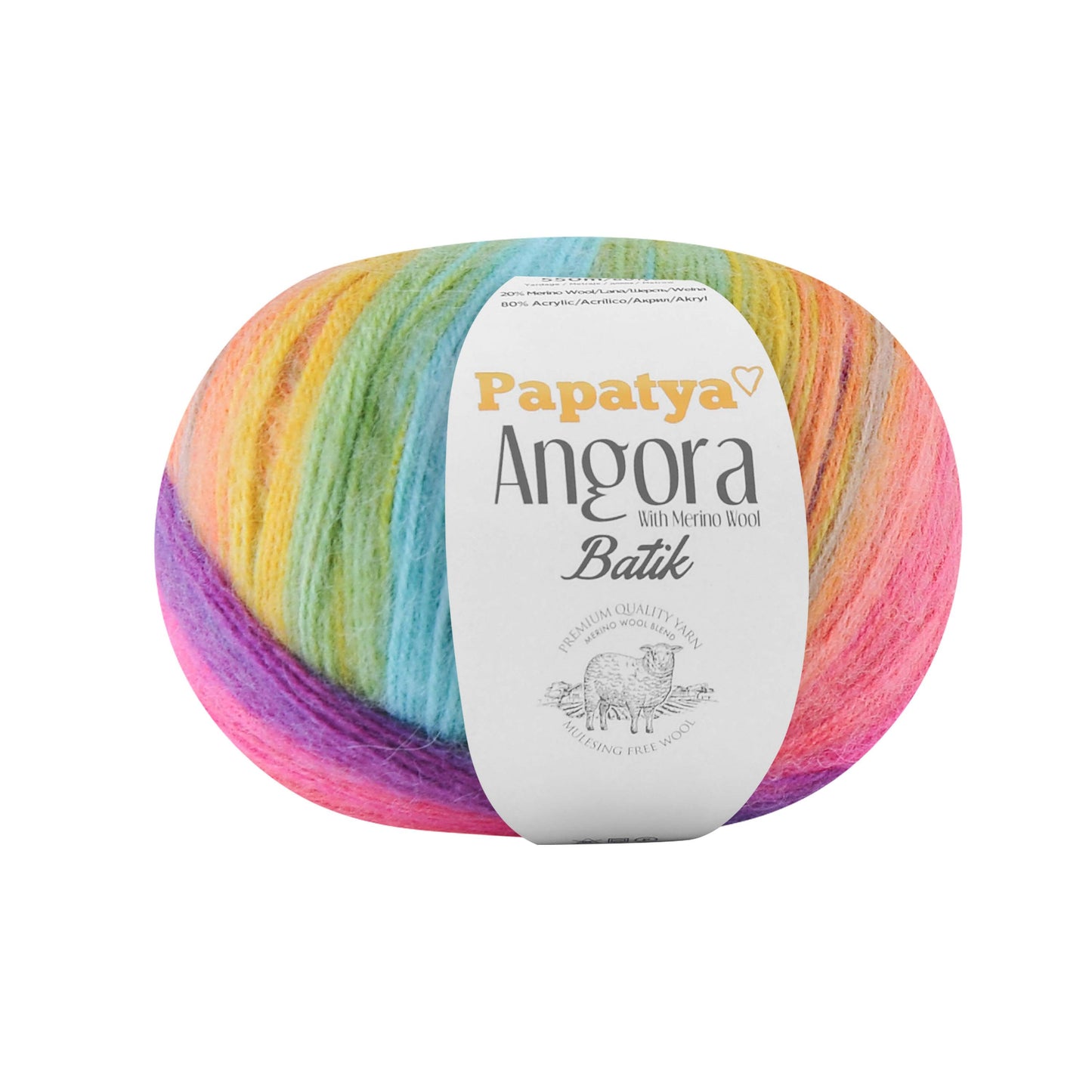 Papatya Angora Batik 6 x 100g - 550m - 80% Acrylic 20% Merino Wool Knittin Crochet Yarn